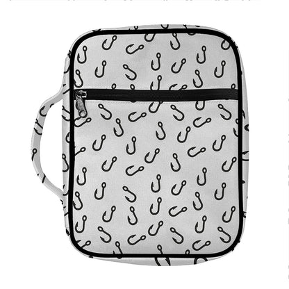 Fish Hook Pattern Print Front Pocket Bible Bag