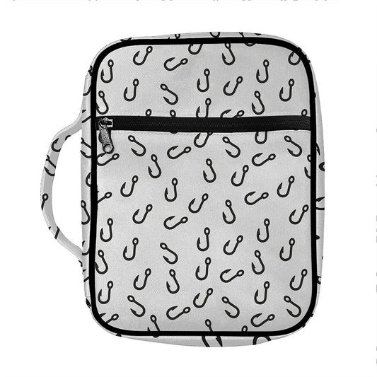 Fish Hook Pattern Print Front Pocket Bible Bag