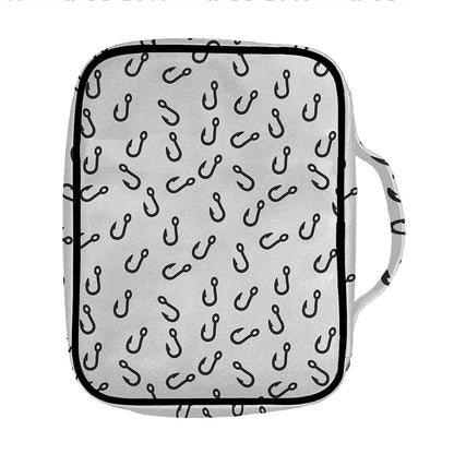 Fish Hook Pattern Print Front Pocket Bible Bag
