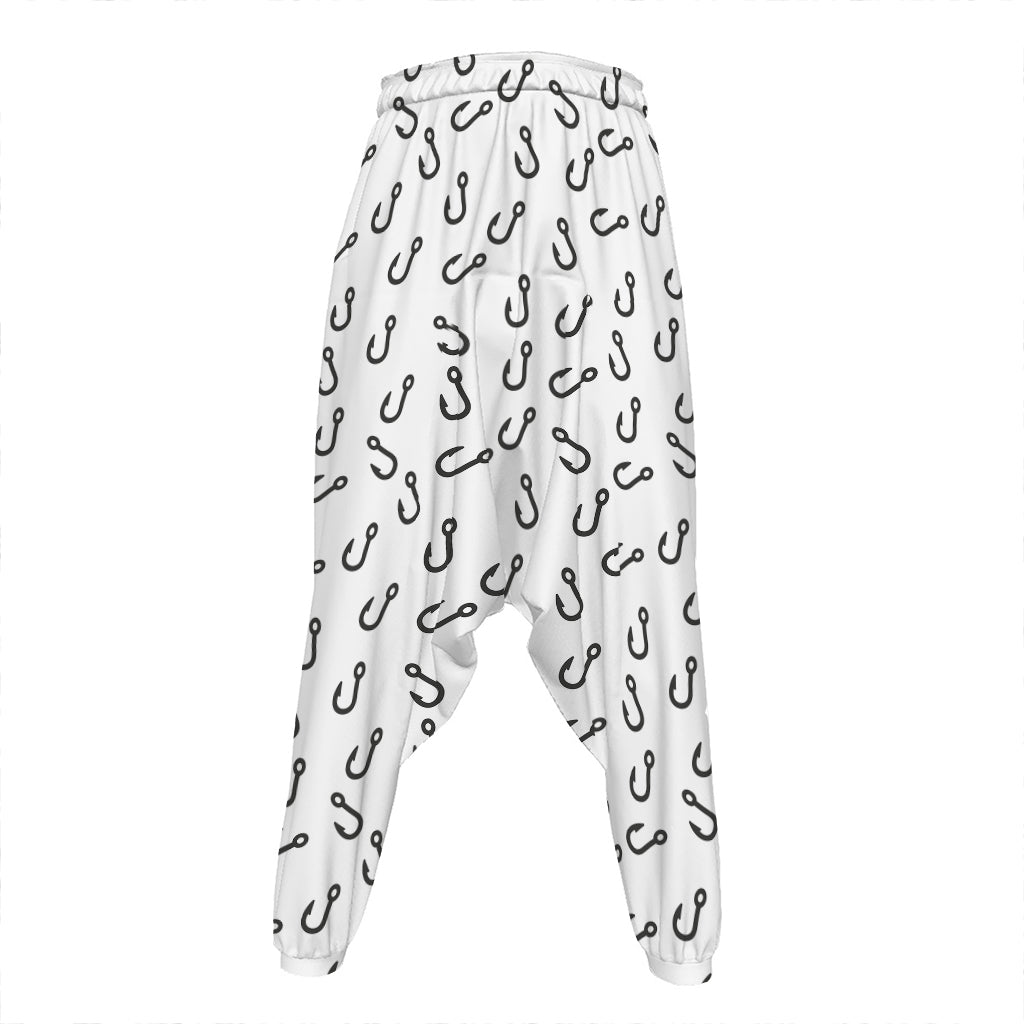 Fish Hook Pattern Print Hammer Pants