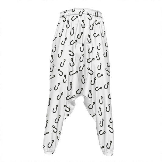 Fish Hook Pattern Print Hammer Pants