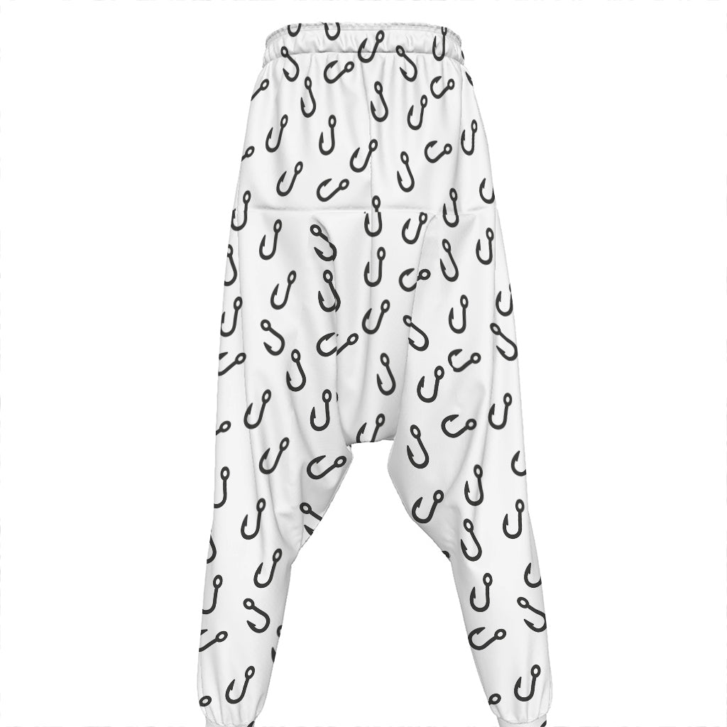Fish Hook Pattern Print Hammer Pants