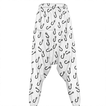Fish Hook Pattern Print Hammer Pants