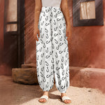 Fish Hook Pattern Print Harem Pants