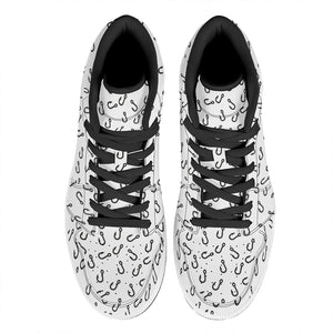 Fish Hook Pattern Print High Top Leather Sneakers