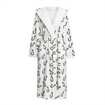Fish Hook Pattern Print Hooded Bathrobe