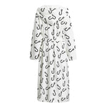 Fish Hook Pattern Print Hooded Bathrobe