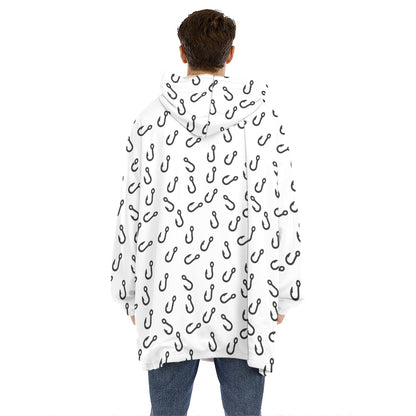 Fish Hook Pattern Print Hoodie Blanket