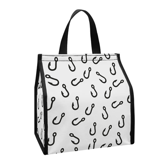Fish Hook Pattern Print Insulated Lunch Tote