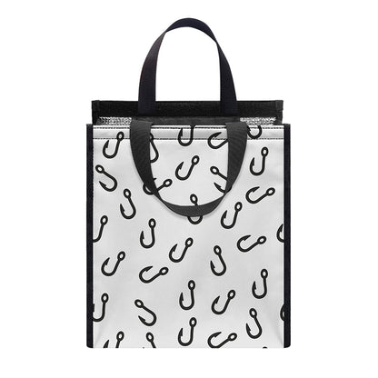 Fish Hook Pattern Print Insulated Lunch Tote