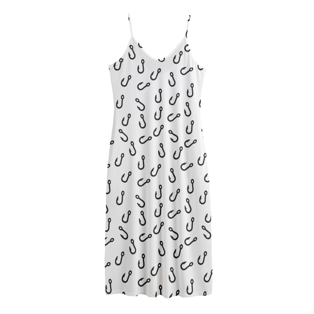 Fish Hook Pattern Print Jersey Midi Cami Dress