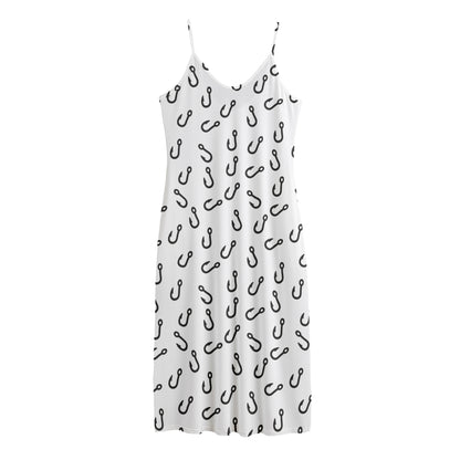 Fish Hook Pattern Print Jersey Midi Cami Dress