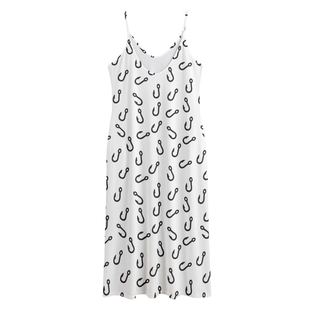 Fish Hook Pattern Print Jersey Midi Cami Dress