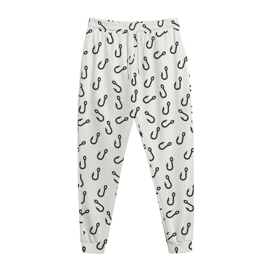 Fish Hook Pattern Print Jogger Pants