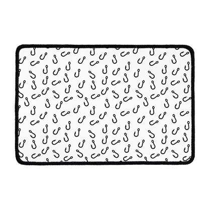Fish Hook Pattern Print Kitchen Mat