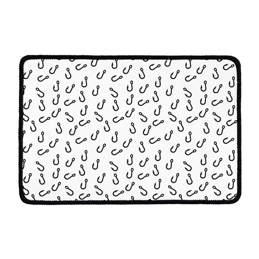 Fish Hook Pattern Print Kitchen Mat