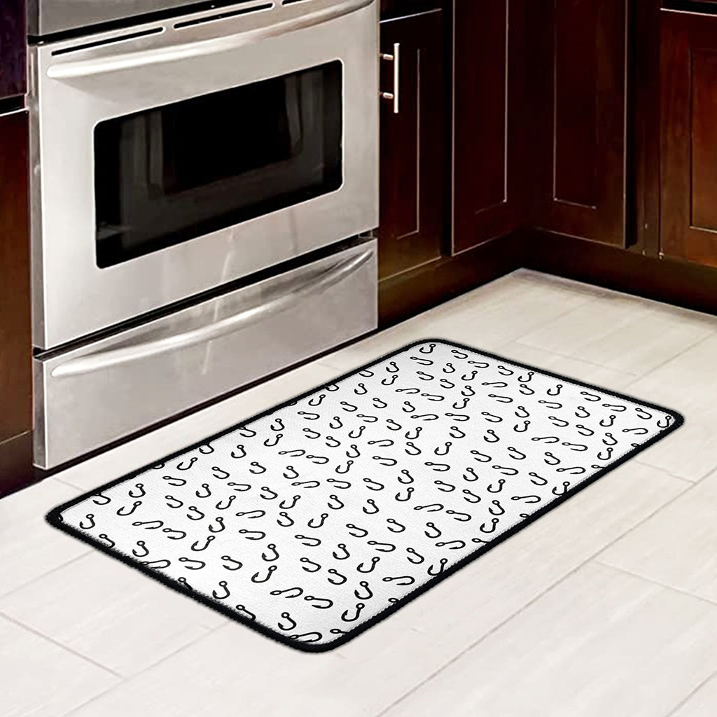 Fish Hook Pattern Print Kitchen Mat