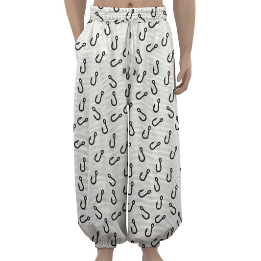 Fish Hook Pattern Print Lantern Pants
