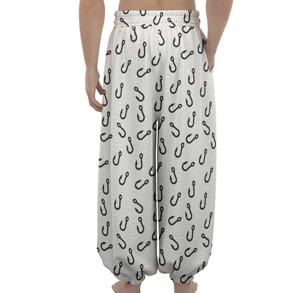Fish Hook Pattern Print Lantern Pants