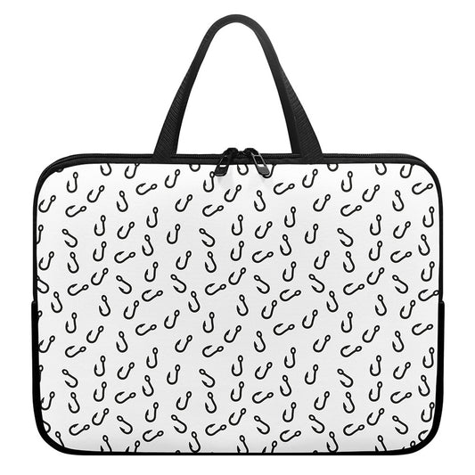 Fish Hook Pattern Print Laptop Sleeve With Handle