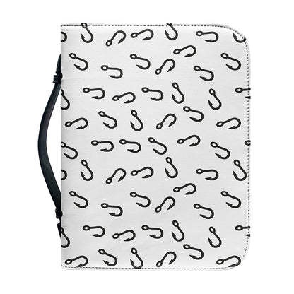 Fish Hook Pattern Print Leather Bible Cover