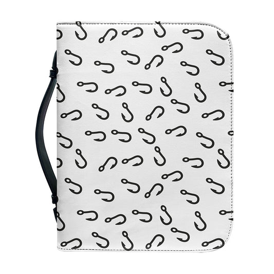 Fish Hook Pattern Print Leather Bible Cover