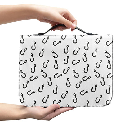 Fish Hook Pattern Print Leather Bible Cover