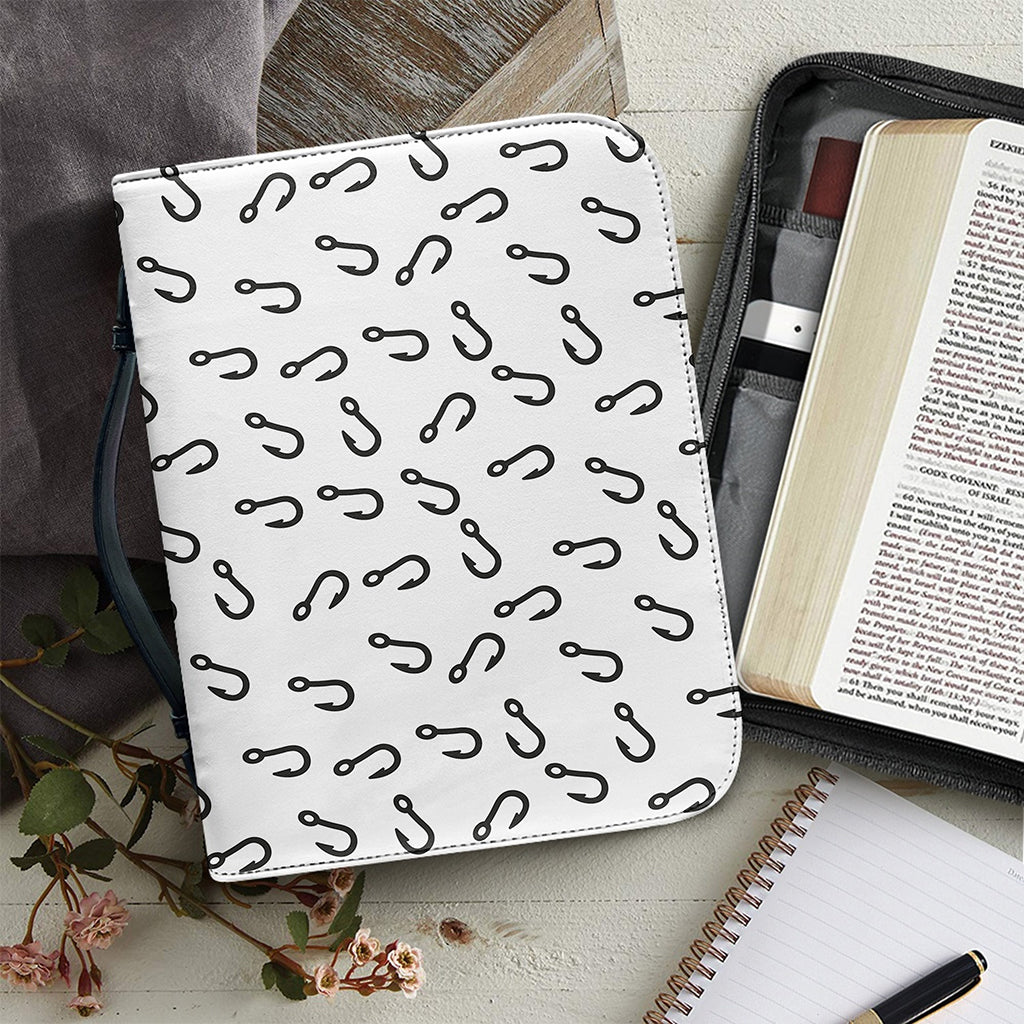 Fish Hook Pattern Print Leather Bible Cover