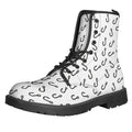 Fish Hook Pattern Print Lace-Up Boots