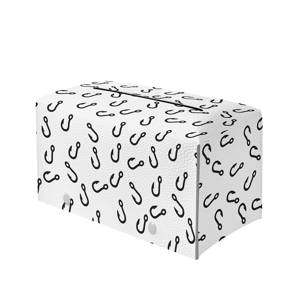 Fish Hook Pattern Print Leather Tissue Box Cover