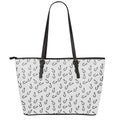 Fish Hook Pattern Print Leather Tote Bag With Zipper