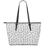 Fish Hook Pattern Print Leather Tote Bag