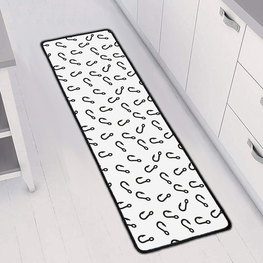 Fish Hook Pattern Print Long Kitchen Mat