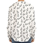 Fish Hook Pattern Print Long Sleeve Baseball Jersey