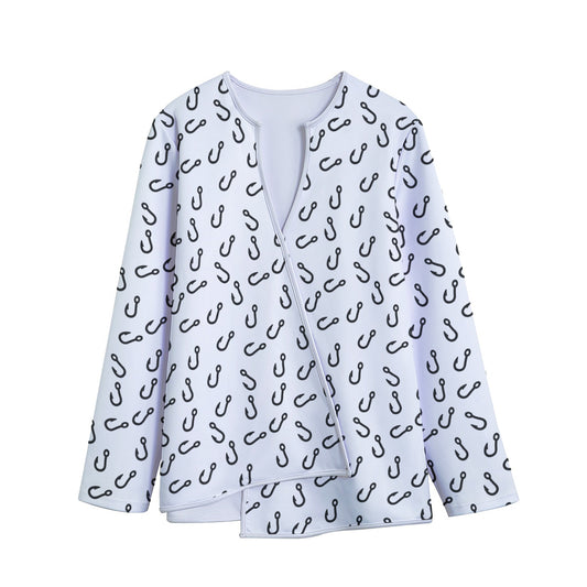 Fish Hook Pattern Print Long Sleeve Short Coat