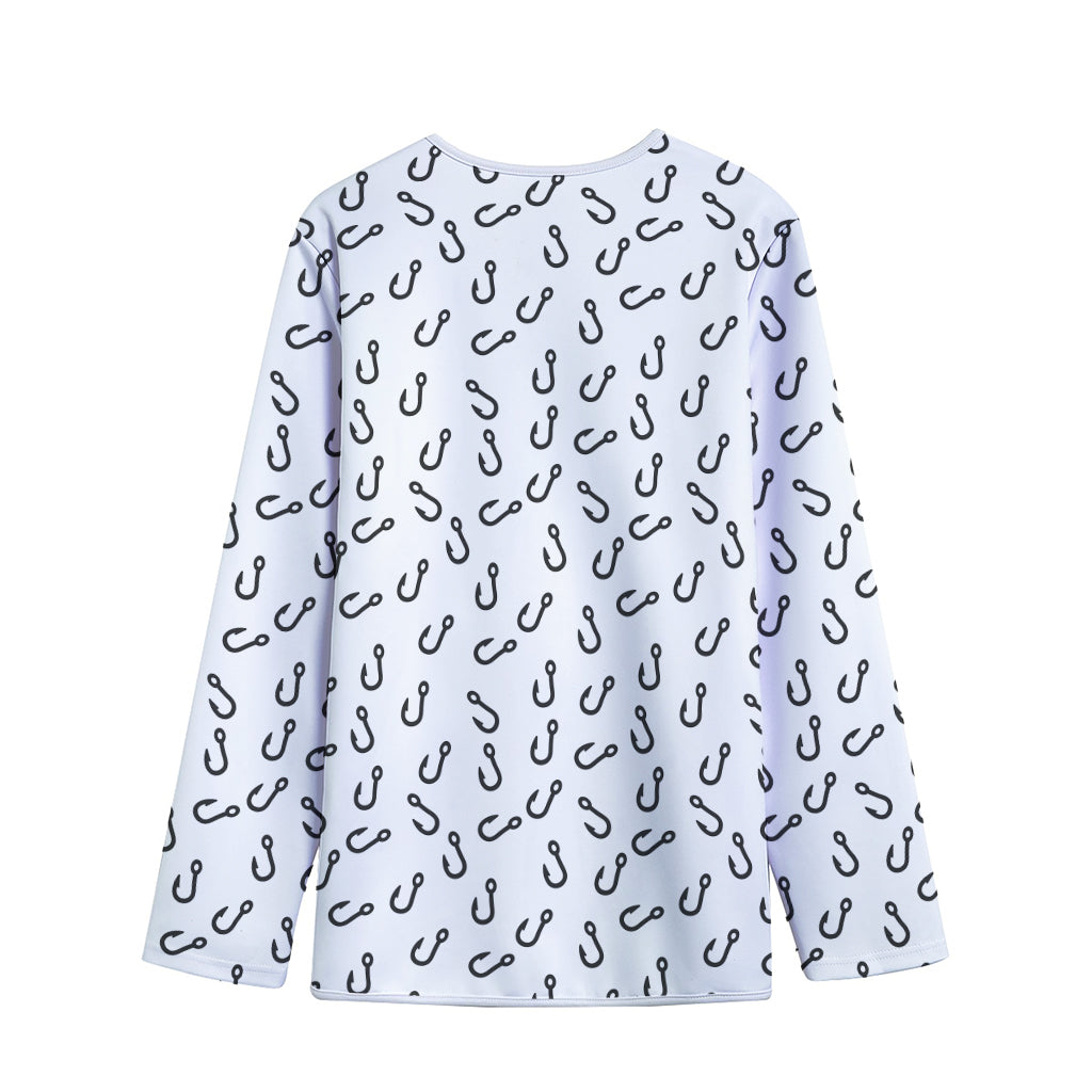 Fish Hook Pattern Print Long Sleeve Short Coat