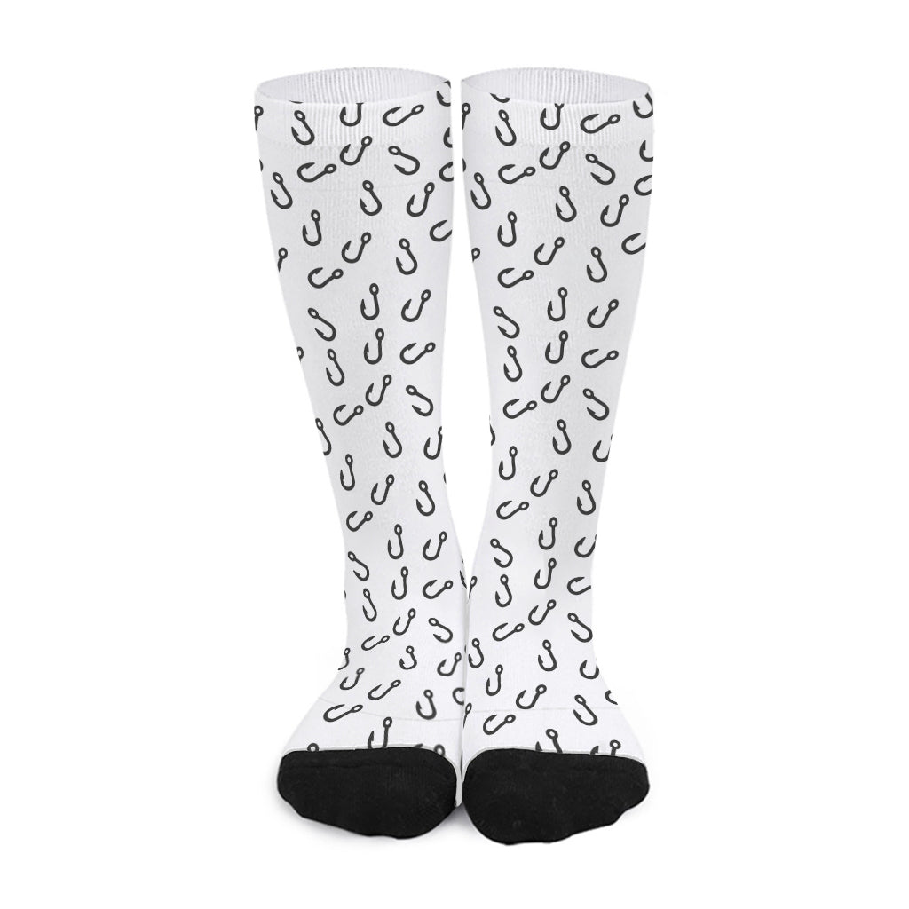 Fish Hook Pattern Print Long Socks