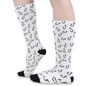 Fish Hook Pattern Print Long Socks