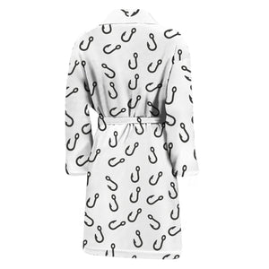 Fish Hook Pattern Print Men's Bathrobe