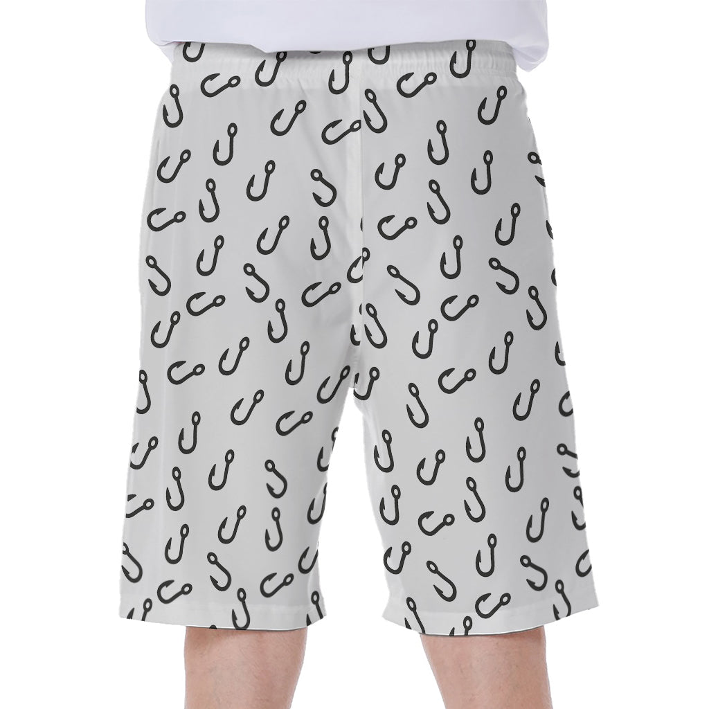 Fish Hook Pattern Print Men's Beach Shorts