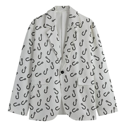 Fish Hook Pattern Print Men's Blazer