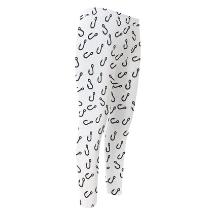 Fish Hook Pattern Print Men's Compression Pants