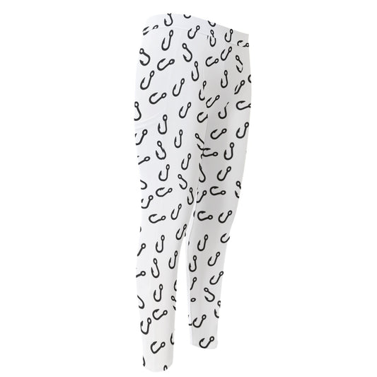 Fish Hook Pattern Print Men's Compression Pants