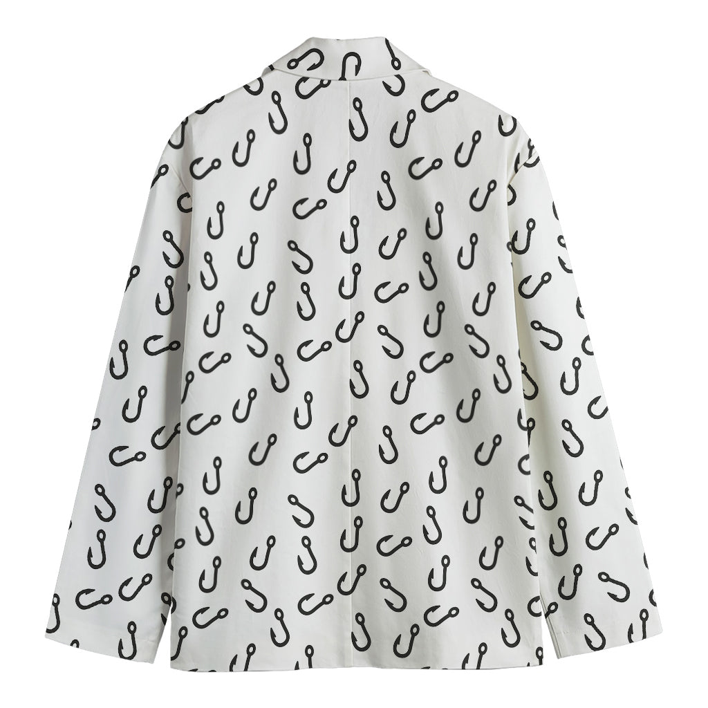 Fish Hook Pattern Print Men's Cotton Blazer
