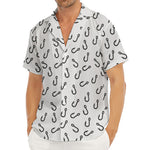 Fish Hook Pattern Print Men's Deep V-Neck Shirt