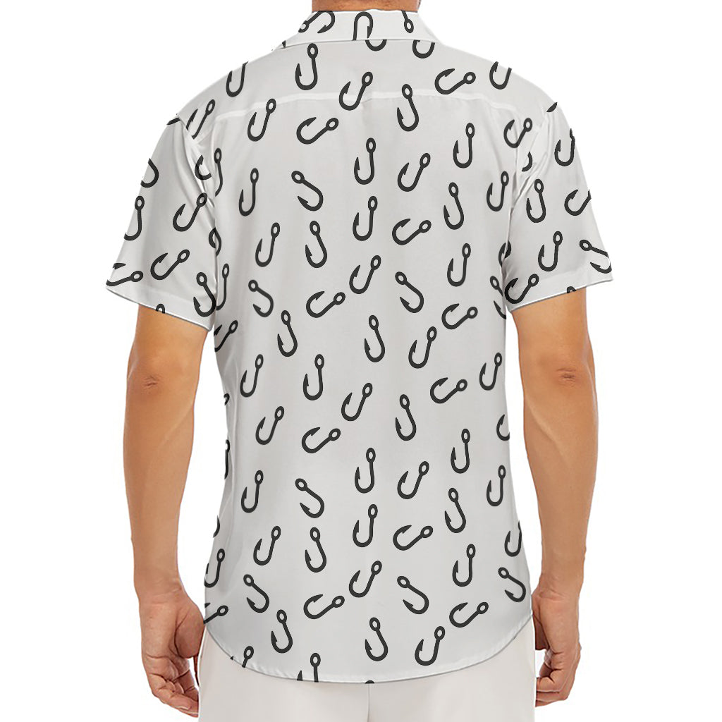 Fish Hook Pattern Print Men's Deep V-Neck Shirt