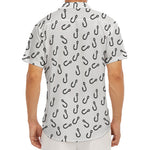 Fish Hook Pattern Print Men's Deep V-Neck Shirt