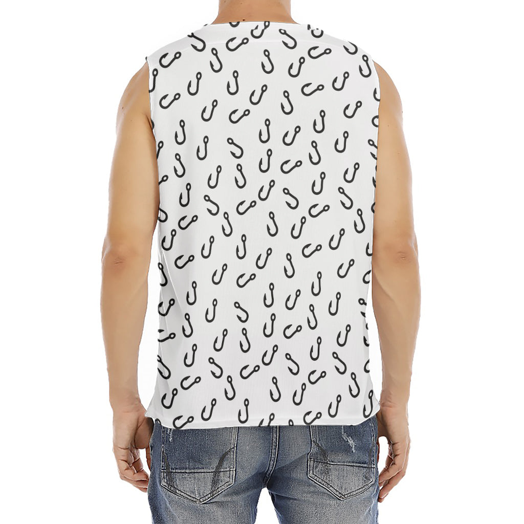 Fish Hook Pattern Print Men's Fitness Tank Top