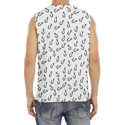 Fish Hook Pattern Print Men's Fitness Tank Top