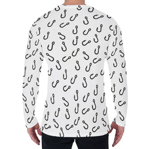 Fish Hook Pattern Print Men's Long Sleeve T-Shirt